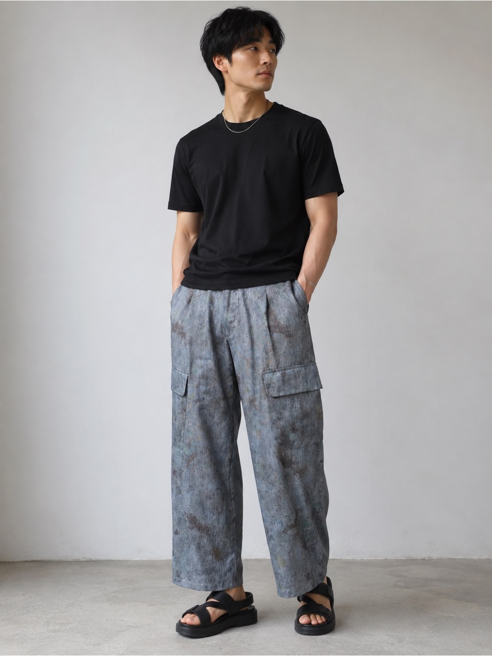 Emporio Armani Italy Linen Blend Cargo Pants Blue Gray Floral IT 52 $1195 Resort